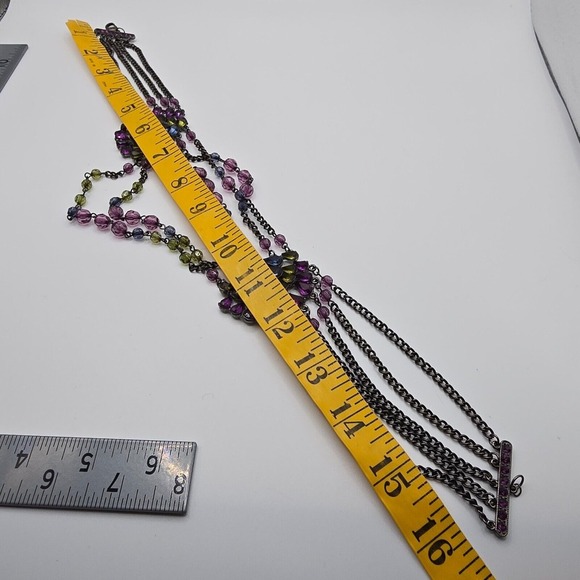 Whimsigoth‎ Statement Necklace Gunmetal Rhinestones Peacock Fashion Jewelry - Picture 11 of 12